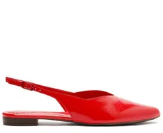 Sapatilha Slingback Corte Triangular Verniz Vermelha