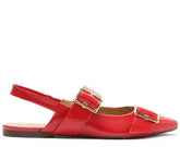 Sapatilha Slingback Tiras Fivela Verniz Vermelha