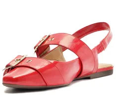 Sapatilha Slingback Tiras Fivela Verniz Vermelha