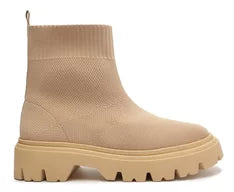 Bota Tratorada Cano Baixo Nude Knit