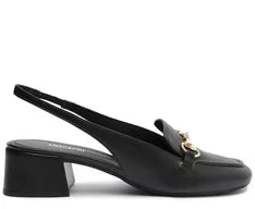 Sapatilha Slingback Salto Bloco Bridão Office Preta