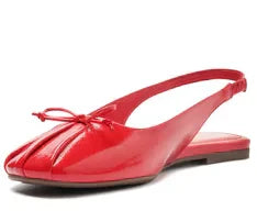 Sapatilha Slingback Laço Biqueira Verniz Vermelha