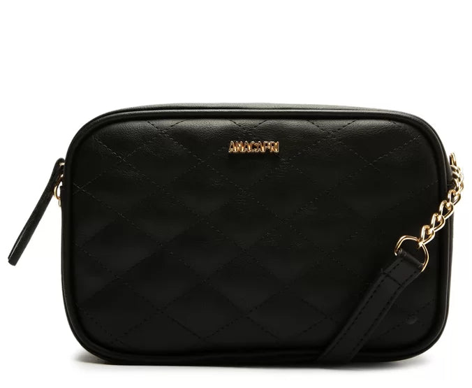 Bolsa Crossbody Preta Média Matelassê Triangular